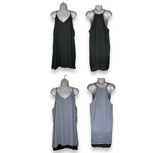Tempted Reversible Olive Green Gray Slip Dress Jumper Spaghetti Strap Women XL